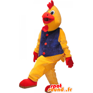 Kæmpe gul og rød hane maskot, hane forklædning - Spotsound