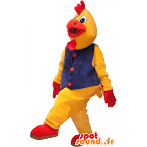 Mascotte de coq jaune et rouge géant, déguisement de coq - MASFR032630 - Mascotte de Poules - Coqs - Poulets