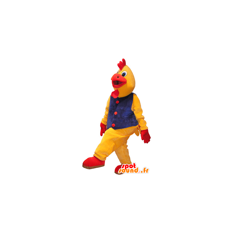 La mascota del gallo gigante amarillo y rojo, traje gallo - MASFR032630 - Mascota de gallinas pollo gallo