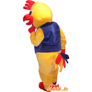 La mascota del gallo gigante amarillo y rojo, traje gallo - MASFR032630 - Mascota de gallinas pollo gallo