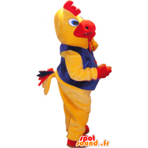 Kæmpe gul og rød hane maskot, hane forklædning - Spotsound