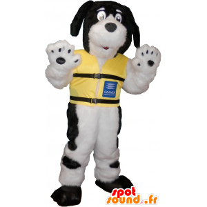 Hvid hundemaskot med sorte pletter - Spotsound maskot