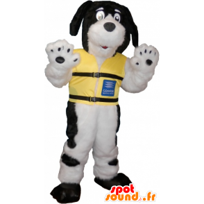 Bílý pes maskot s černými skvrnami - MASFR032632 - psí Maskoti