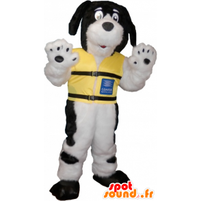 Witte hond mascotte met zwarte vlekken - MASFR032632 - Dog Mascottes