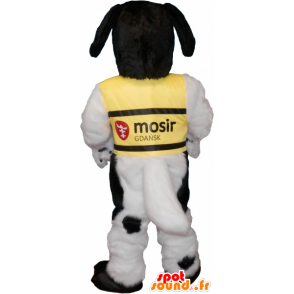 Hvid hundemaskot med sorte pletter - Spotsound maskot