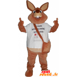 Giant maskotka brązowy królik z torbą - MASFR032633 - króliki Mascot