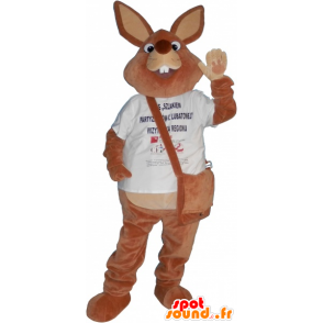 Giant brown rabbit mascot with a bag - MASFR032633 - Rabbit mascot