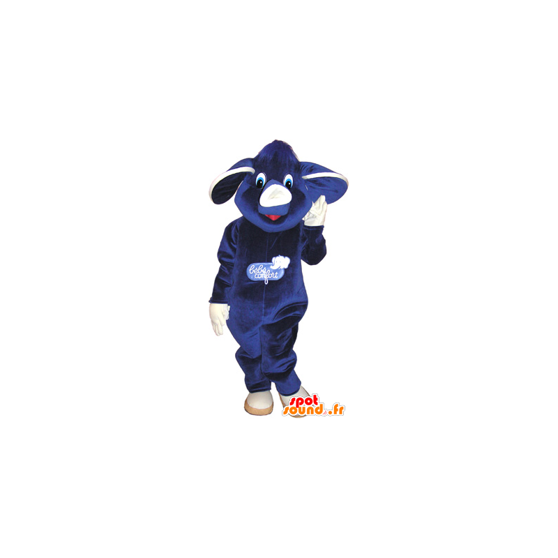 Mascotte heel schattig paars en wit blauwe olifant - MASFR032636 - Elephant Mascot