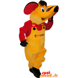 Yellow elephant mascot dressed in yellow and red - MASFR032637 - Elephant mascots