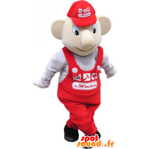 Mascotte de bonhomme en salopette et casquette - MASFR032640 - Mascottes Homme