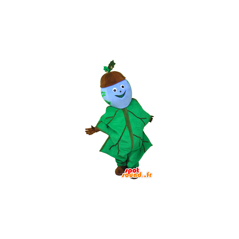 Acorn Mascot gevoerd met eikenblad - MASFR032642 - mascottes planten