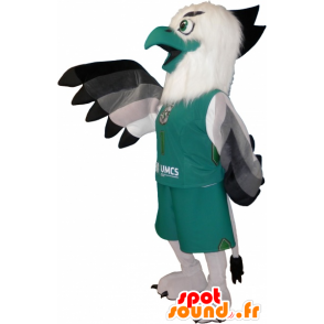 Mascot uccello bianco e verde in abbigliamento sportivo - MASFR032643 - Mascotte sport