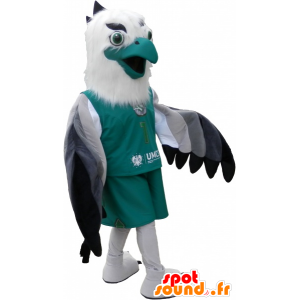 Mascotte d'oiseau blanc et vert en tenue de sport - MASFR032643 - Mascotte sportives