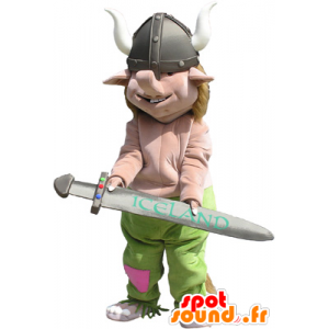 Realistyczny viking maskotka z kasku i mieczem - MASFR032645 - Maskotki człowieka