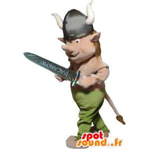 Realistic viking mascot with his helmet and sword - MASFR032645 - Human mascots