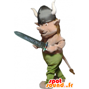 Realistisch Wikinger-Maskottchen mit seinem Helm und Schwert - MASFR032645 - Menschliche Maskottchen