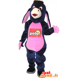 Mascot grappige zwarte en roze ezel - MASFR032652 - vee