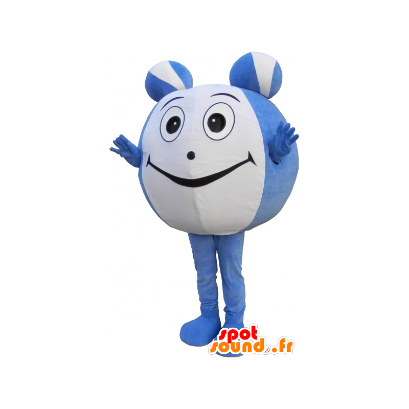 Mascotte de boule bleue et blanche. Mascotte tête ronde - MASFR032653 - Mascottes d'objets