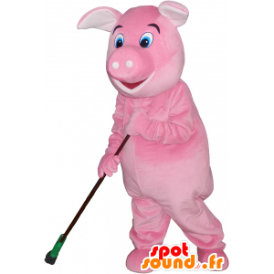 Zeer realistische gigantische roze varken mascotte - MASFR032657 - Pig Mascottes