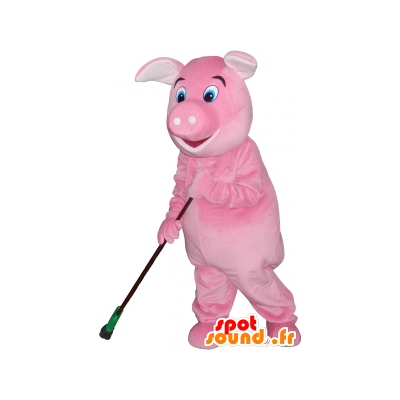 Zeer realistische gigantische roze varken mascotte - MASFR032657 - Pig Mascottes