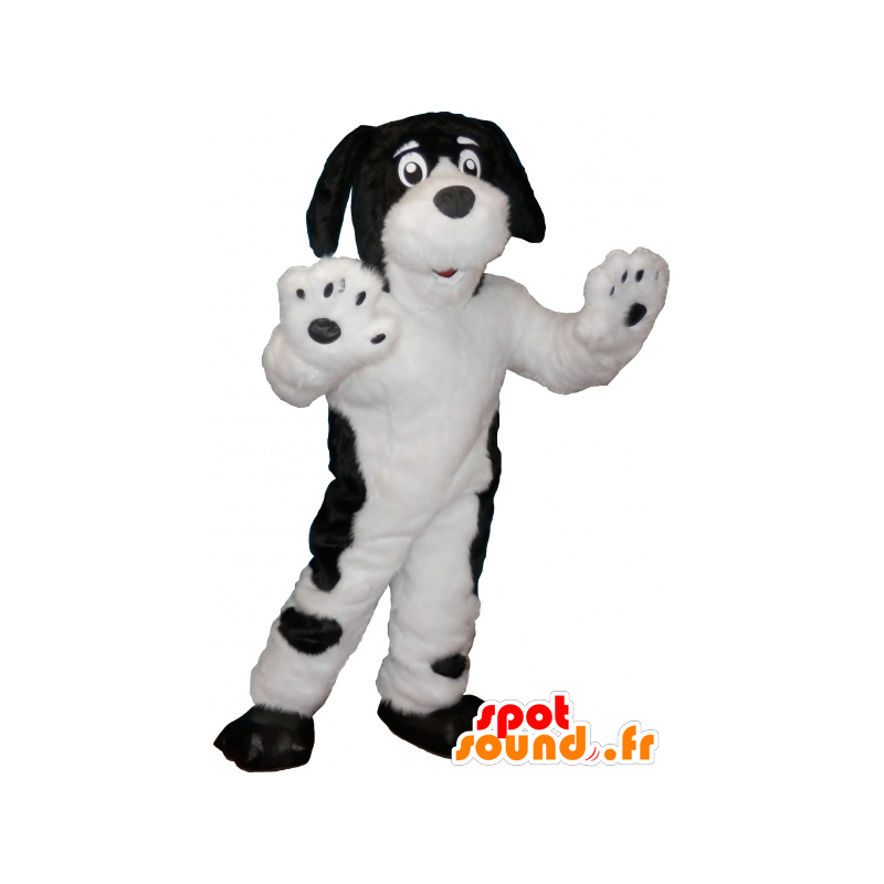 Weißer Hund Maskottchen mit schwarzen Flecken - MASFR032658 - Hund-Maskottchen