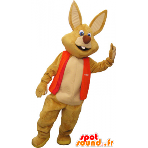 Jättebrun kaninmaskot med väst - Spotsound maskot