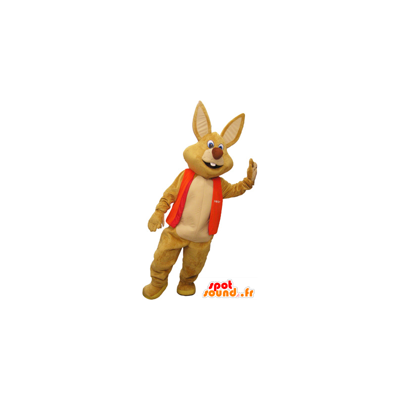 Giant mascotte marrone coniglio con un giubbotto - MASFR032662 - Mascotte coniglio