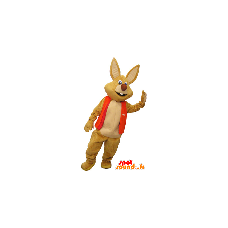 Mascotte de lapin marron géant avec un gilet - MASFR032662 - Mascotte de lapins