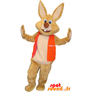 Mascotte de lapin marron géant avec un gilet - MASFR032662 - Mascotte de lapins