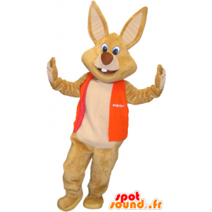 Giant bruin konijn mascotte met een vest - MASFR032662 - Mascot konijnen