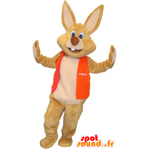 Mascotte de lapin marron géant avec un gilet - MASFR032662 - Mascotte de lapins