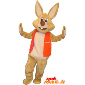 Giant bruin konijn mascotte met een vest - MASFR032662 - Mascot konijnen