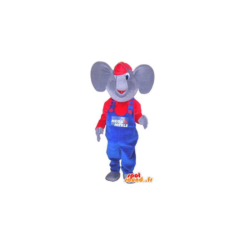Maskottchen verkleidet von Elefanten in blau und rot - MASFR032669 - Elefant-Maskottchen