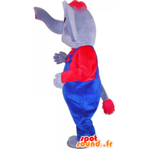 Maskottchen verkleidet von Elefanten in blau und rot - MASFR032669 - Elefant-Maskottchen