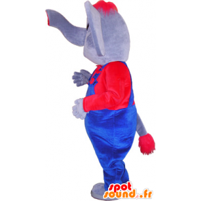 Van olifant mascotte gekleed in blauw en rood - MASFR032669 - Elephant Mascot