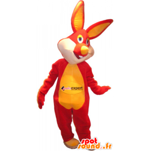 Rot und gelb Kaninchen Maskottchen mit bunten Augen - MASFR032670 - Hase Maskottchen