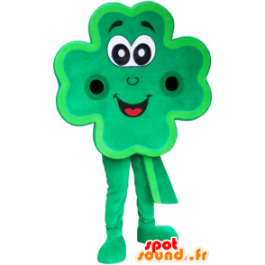 Clover mascot 4 giant green leaves smiling - MASFR032672 - Mascots of plants