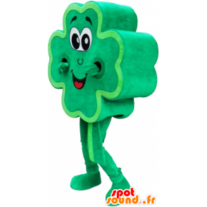 Trébol de 4 mascota gigantes hojas verdes sonriendo - MASFR032672 - Mascotas de plantas