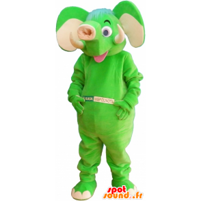 Mascotte d'éléphant vert fluo - MASFR032673 - Mascottes Elephant