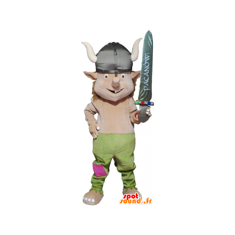 Realistic viking mascot with a helmet and a sword - MASFR032674 - Human mascots