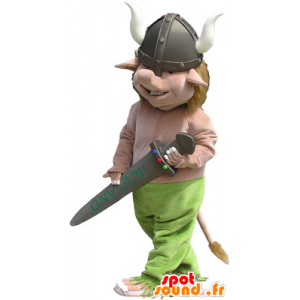 Mascotte viking realistico con un casco e una spada - MASFR032674 - Umani mascotte