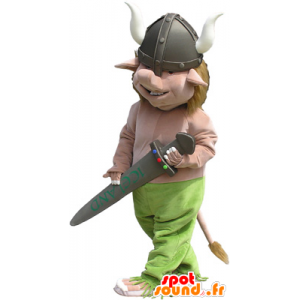 Realistisch Wikinger-Maskottchen mit einem Helm und einem Schwert - MASFR032674 - Menschliche Maskottchen