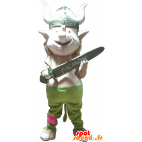 Realistische viking mascotte met een helm en een zwaard - MASFR032674 - Human Mascottes