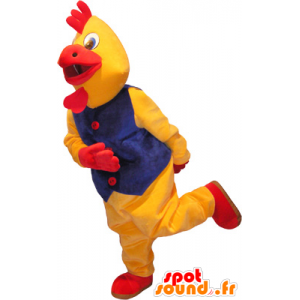 La mascota del gallo gigante amarillo y rojo, traje gallo - MASFR032676 - Mascota de gallinas pollo gallo