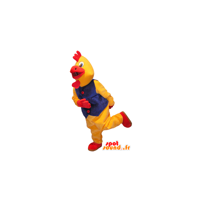 La mascota del gallo gigante amarillo y rojo, traje gallo - MASFR032676 - Mascota de gallinas pollo gallo