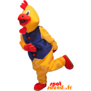 Maskotti jättiläinen keltainen ja punainen kukko, kukko puku - MASFR032676 - Mascotte de Poules - Coqs - Poulets