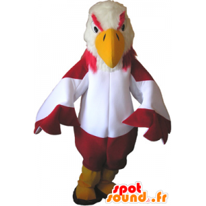 Mascotte de vautour rouge et blanc avec des bottes jaunes - MASFR032677 - Mascotte d'oiseaux