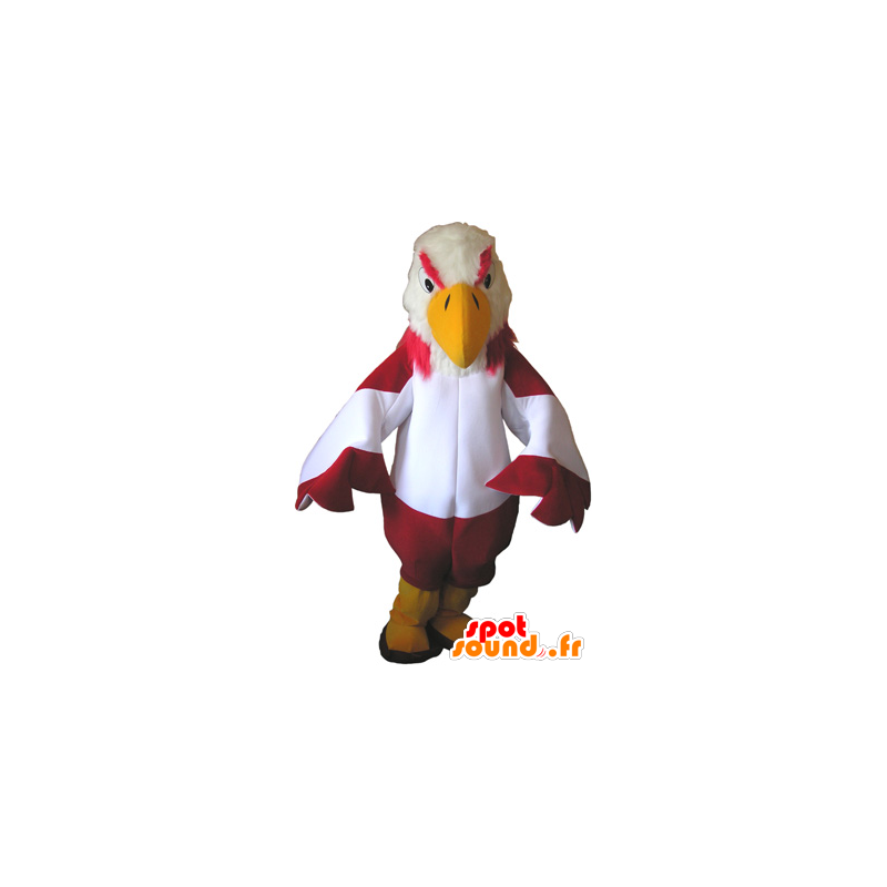 Mascotte avvoltoio rosso e bianco con stivali gialli - MASFR032677 - Mascotte degli uccelli