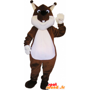 Mascot bruine en witte eekhoorn, Tic of Tac - MASFR032679 - mascottes Squirrel