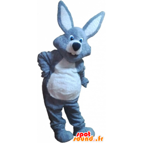 Gray rabbit mascot and white giant - MASFR032680 - Rabbit mascot